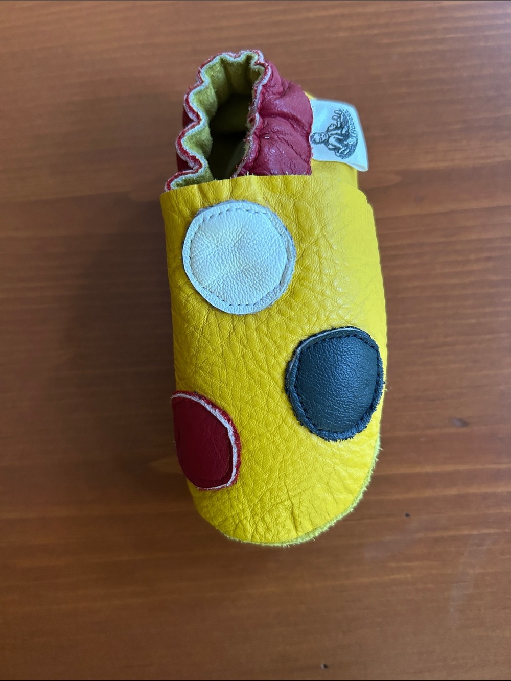 Robeez Yellow Kids Leather Soft-Soled Shoe with Colorful Dots